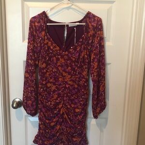 Lush Deep Purple and orange floral mini dress